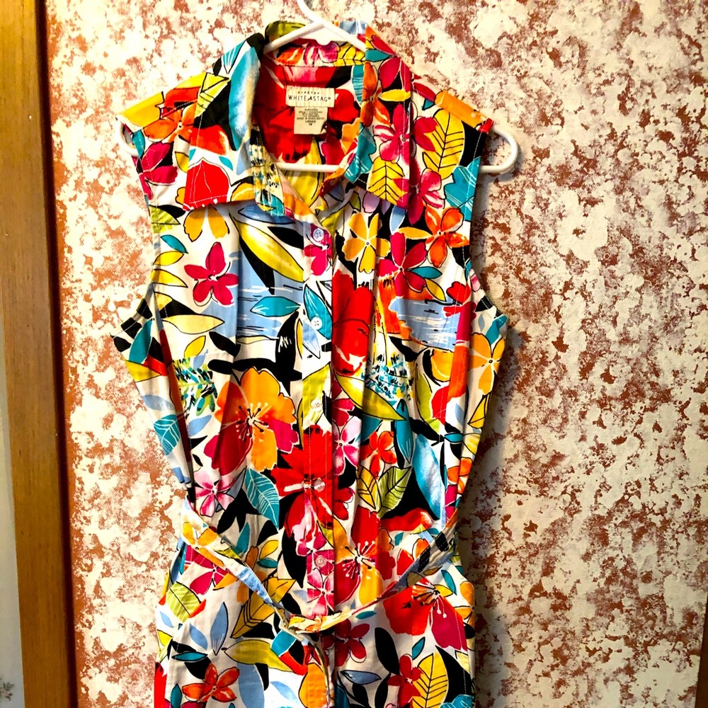 Summer Dress, Sleeveless, Button Front w/Belt, 16